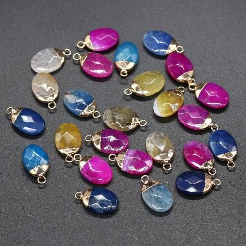 Natural Stone Pendant Oval Shape rose gold Pendant Stone Making for Women Jewelry Necklace Holiday Gift Size 13x22mm