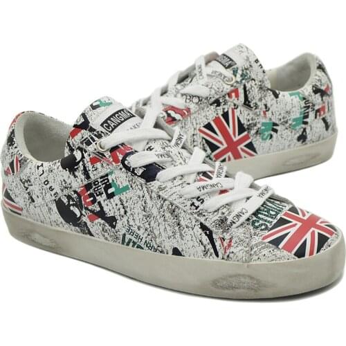 CANGMA Luxury Brand Man Designer Sneakers British Flag White Genuine Leather Mens Printing Flat Shoes Male Sneaker