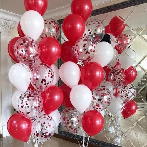 30Pcs Valentines Day Decor White Red Confetti Latex Balloons Kit Birthday Wedding Party Decorations Gift Kids Adult Supplies