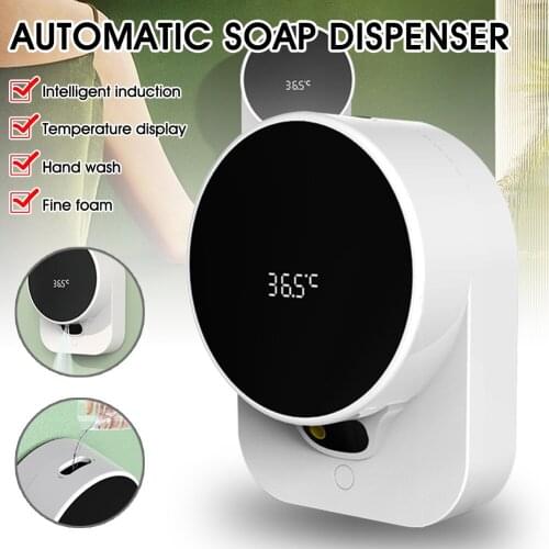 250ml Wall-mounted Automatic Soap Dispenser Intelligent Induction Hand Washer LED Temperature Display Foam Soap Dispenser