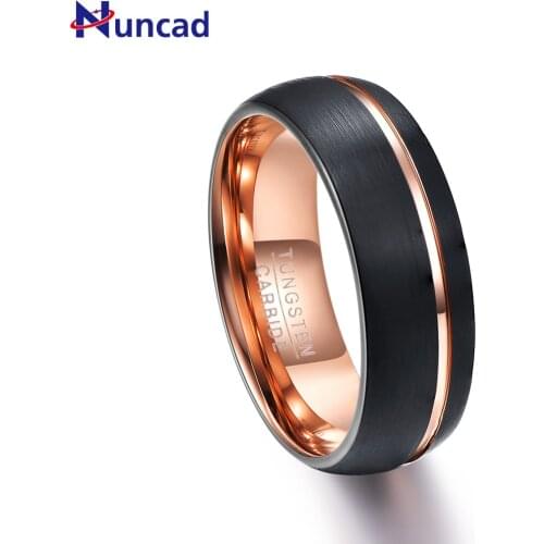 Nuncad T042R 8MM width black dome frosted surface Tungsten Ring Wedding Brand tungsten Carbide ring for Men Jewelry