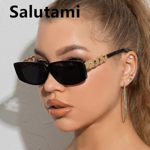 2021 New Fashion Chic Chain Leg Sunglasses For Women Luxury Brand Square Sun Glasses Female Vintage Gradient Eyewear Black Bege