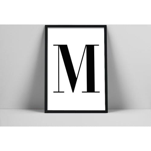 Letter M Print, M Wall Art Decor, Monogram Printable, Nursery M Name