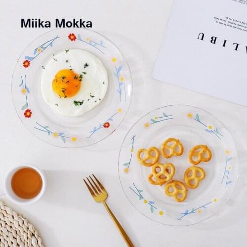 Nordic Small Daisy Glass Plate Retro Vintage Simple Salad Dishes Dessert Plate Stand For Cake Snack Tray Wedding Plates