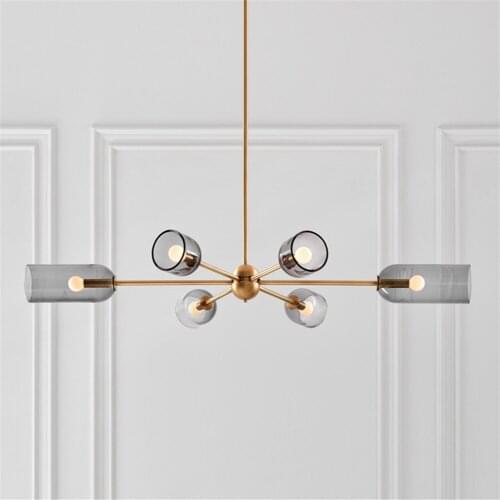 Indoor LED modern geometric chandelier interior decoration home lighting creative living room bedroom lamp / AC 220V warm light