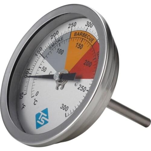 BBQ Smoker Thermometer Analog Temperature Gauge for Charcoal Grill Pit Barbeque Smoker Analog Bimetal Hood Lid TempGauge