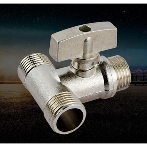 1/2'' BSP Male Tee Type Brass Plated Electroplated Ball Valve Thick Pipe Fitting Connector Distribution for Water Faucet