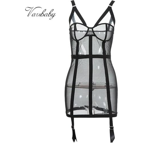 Varsbaby Fashion New Popular Hot Sale Sexy Short Skirt Buttock Skirt Seductive See Through Bodysuit