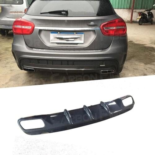 Carbon Fiber Rear lip Diffuser Spoiler for Mercedes Benz GLA X156 GLA45 2015 -2018 O Style Fin Shark Style Bumper Guard FRP