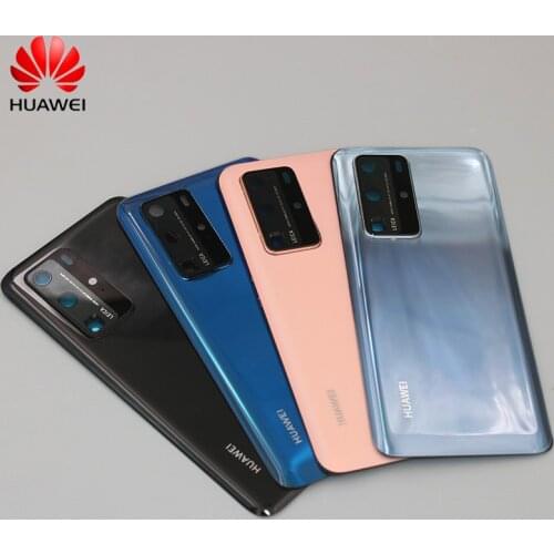 100% Original Huawei P40 Pro P40PRO Back Battery Glass Back Cover + Camera Lens Rear Door Housing Case Replacement Part & Logo
