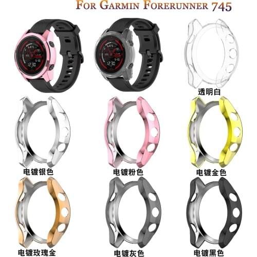 Plating cover case For Garmin Forerunner 745 smart watch accessories anti shock plating shell protective case For forerunner 745