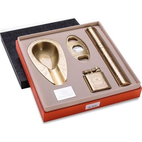 Cigar lighter ashtray set portable cigar cut cigar tube four-piece gift set CL-TZ-6