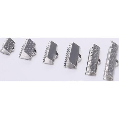 30Pcs Stainless Steel Cord Flat Cover Clasps Crimp End Bead Buckle Tip Clasp Connectors For DIY Necklace Bracelet Jewelry Making