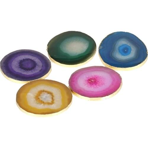 Green Blue Purple Pink Yellow Colorful Onyx Stone Slice Jewelry Display Charm Coaster Sealed Round For Drink Cup Home Item mat