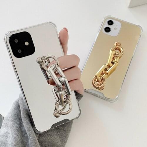 Electroplated Mirror Chain Strap Bracelet Phone Cases For iphone 12 Mini 11 Pro XS Max XR SE 2020 7 8 Plus Soft Back Cover Shell