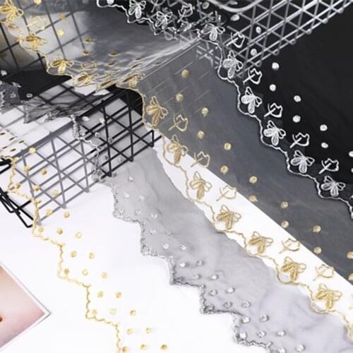 Zsbszc 10yards new macrame bow-knot gold silver mesh lace trim net Embroidery lace ribbon for Sewing cloth Accessorie WS05 WS06