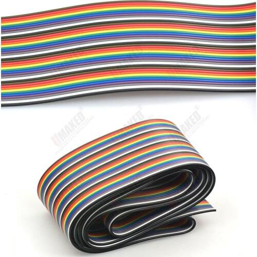 1M 2M 3M 4M 5M 10M 40pin Dupont Wire Flat Color Rainbow Ribbon Cable Wire 1.17mm