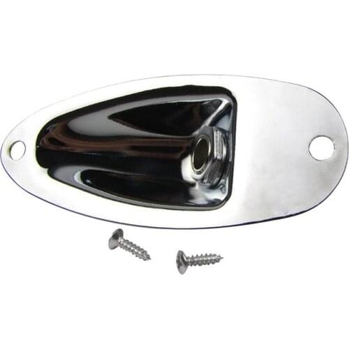 1pcs Boat Guitar Jack 1/4 Inch Input Output Jack Plate Socket 6.35mm Chrome Silver for FD Strat Style Guitar Parts