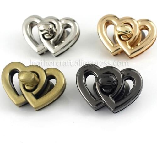 1x Metal Heart Shape Turn Lock Clasps Closure buckle Leather Craft Women Bag Purse Handbag Shoulder Closure DIY Accessories