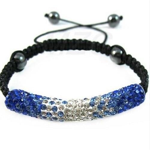 10mm 3pcs/lot p2425 tube blue Crystal Clay Micro Disco Pave Ball bead Bracelets Bangles for men women Wholesale