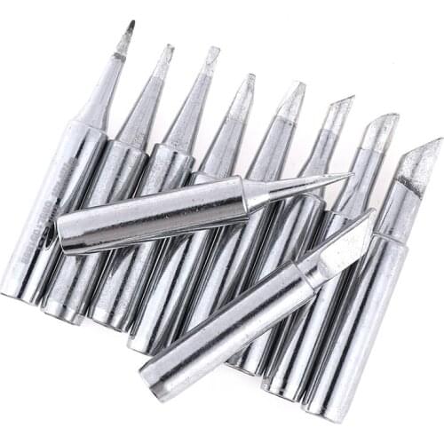 10PCS/Set 900M-T Lead-free Soldering Iron Tips Solder Tip For 936 907 8586 898D 936d 852D Rework Soldering Station Tool Casing