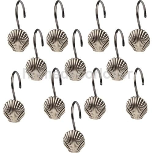 12 Pcs Sealife Decorative Zinc Alloy Shell Shower Curtain Hooks for Classic Bathroom and Living Room- Great Gift