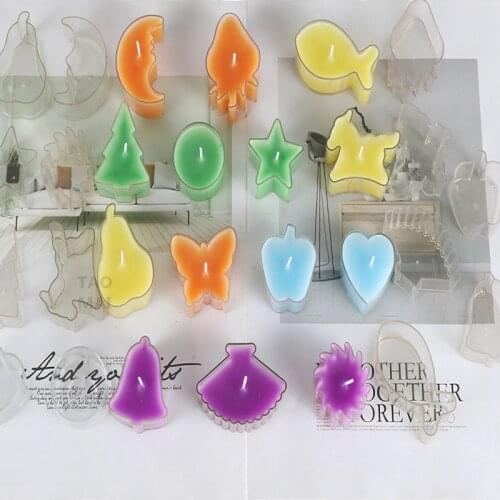 14PCS Acrylic Candle Mold Soy Wax Coconut Wax DIY Handmade Candle Soap Moon Apple Star Butterfly Horse Mold Cute Wax Mold