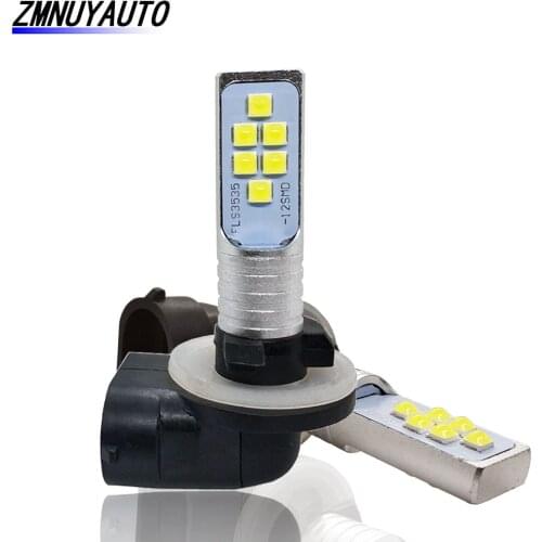 2PCS H27 H27W/2 881 Led 12SMD 3535 1400LM 6000K White Car Fog Light Driving DRL Daytime Running Lamp Auto 12V
