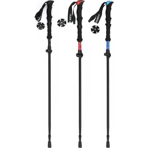 4-Section Outdoor Fold Trekking Poles Hiking Portable Cane Pole Telescopic Crutches For Outdoor Hiking Climbing Camping Accessor