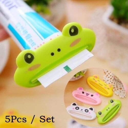 5PCS Creative Cute Cartoon Bathroom Tube Rolling Holder Easy Squeezer Lazy Toothpaste Dispenser