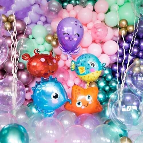 5pcs Cute Fish Sea Animal Balloons Starfish Sea horse Crab Dolphin Air Balloon Sea Theme Birthday Party Decorations Supplies