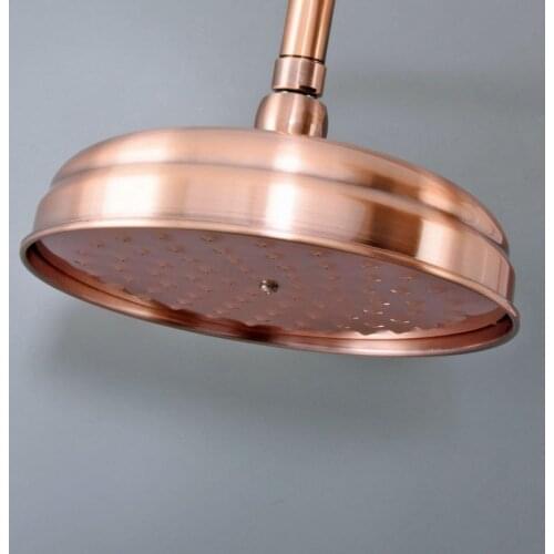 Bathroom Accessory 8" Inch Antique Red Copper Brass Water Saving Round Shape Top Rain Shower Head Bathroom Fitting ash258