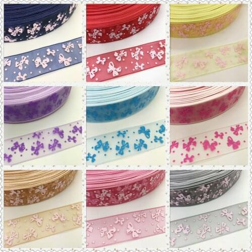 NEW DIY 5 Yards 1'' 25mm Multicolor Butterfly Organza Pattern Clarity Ribbon Hair Bow Craft
