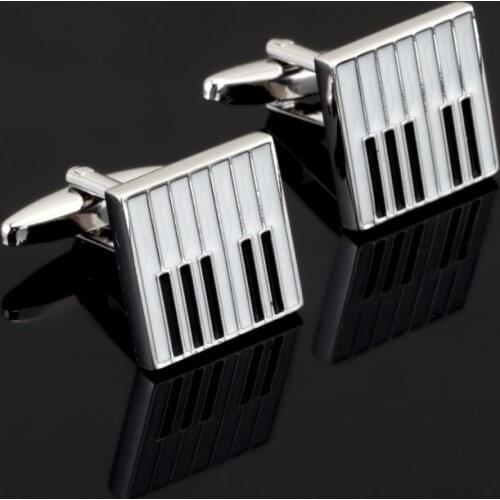 White piano Cufflinks for Mens Shirt Cuff bottons High Quality square Enamel music Cuff links Wedding Grooms Gift Brand Jewelry