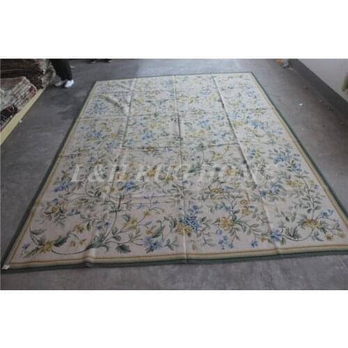 Free shipping 8.85'X12' RICE CROSS STITCHED needlepoint rugs 100% New Zealand handmade carpet hand knotted area carpet rugs