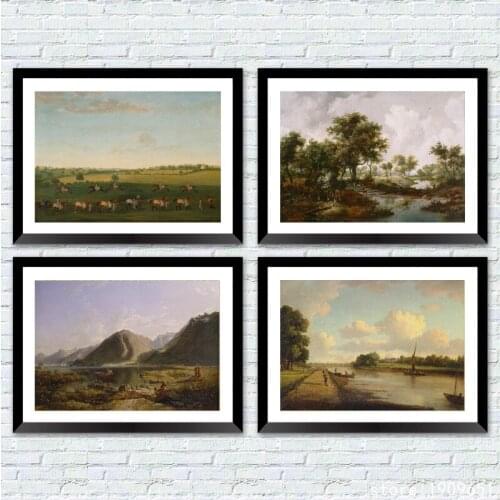 No frame classical mountain natural landscape canvas printings oil painting printed on cotton home wall art decoration picture
