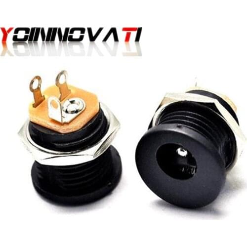 DC Power Socket Connector 100PCS DC-022 5.5*2.1mm DC022 Panel Mounting Jack with Nut YOINNOVATI
