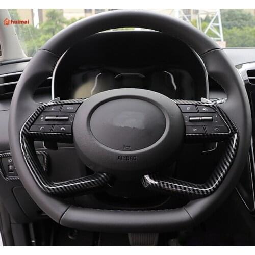 Car Steering Wheel Decoration Trim Stickers Car Styling carbon fiber For Hyundai Tucson 2021 2022 Accessories