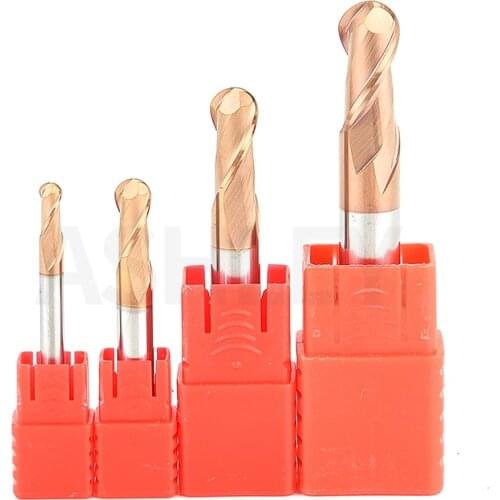 Two-edge solid carbide end milling cutter with ball head of 55 degree very fine grain tungsten steel ball type