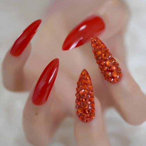 Redly Fake Diamond Rhinestone Nails Art Tip Fingernails Supplies For Professionals Simple Design Dedachable Nail Wholesale EchiQ