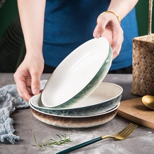 Nordic ins ceramic plate creative deep plate pasta plate western plate steak plate personalized breakfast plate hotel tableware