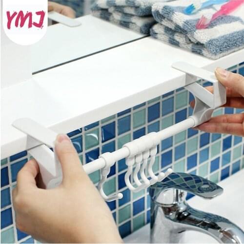 Kitchen organizer and storage plastic Kitchen Cabinet Removable 5pcs Hooks Hanger behind Door Racks household Creative holders