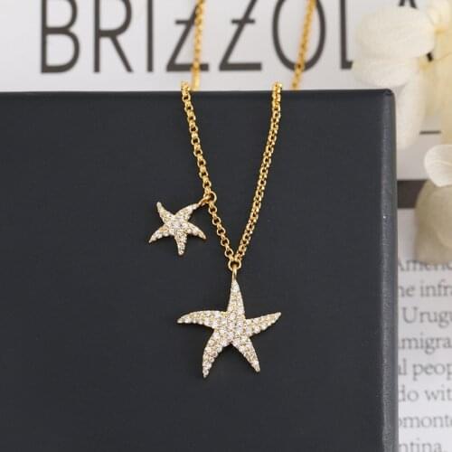 Summer Beach Jewelry Sea Star Necklace Zircon Boho Jewelry Starfish Pendant Necklace For Women Gift Zk30