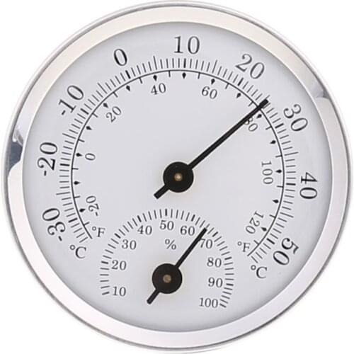 Mini 58mm Thermometer & Hygrometer Alloy Aluminum Temperature Humidity Meter for Household Sauna Room