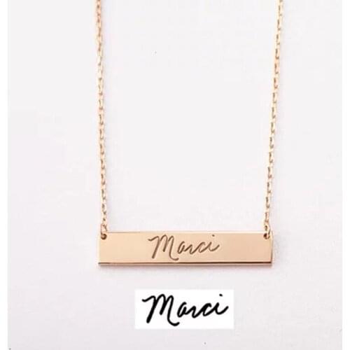 Ufine Personalized words hand writing fashion bar pendant Necklace cooper high quality pendant necklace N2072