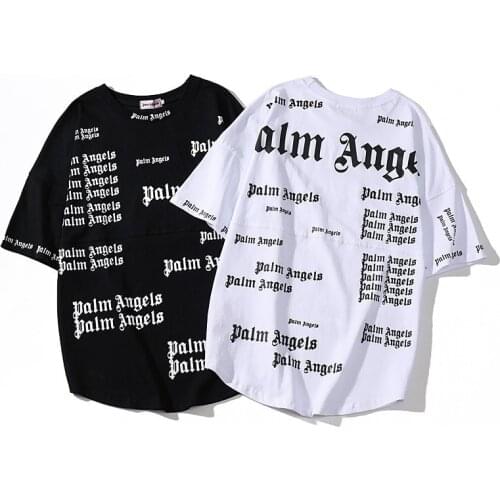 High quality Palm Angels creative PA letters full print wild loose men and women short sleeve T-shirt
