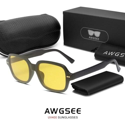 AWGSEE Rounded Small Rectangle Vintage Sunglasses Women Brand Rivets Designer Frame Square Sun Glasses Men Shades Gafas UV400