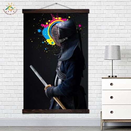 Wall Art Prints Poster Canvas Painting Scroll Frames Wall Pictures Home Design Decoration Home Cool black Japan Bushido Samurai