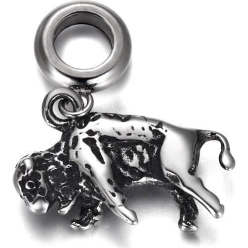 316L Stainless Steel Spacer Bail Bead Buffalo Charms 5mm Hole Polished Metal Charm Accessories DIY Bracelet Jewelry Making