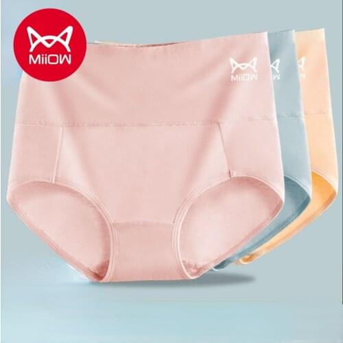 4 Pieces MiiOW Underwear Womens Cotton High Waist Belly Antibacterial Graphene Ladies Adult Shorts Cotton Plus Size Adult